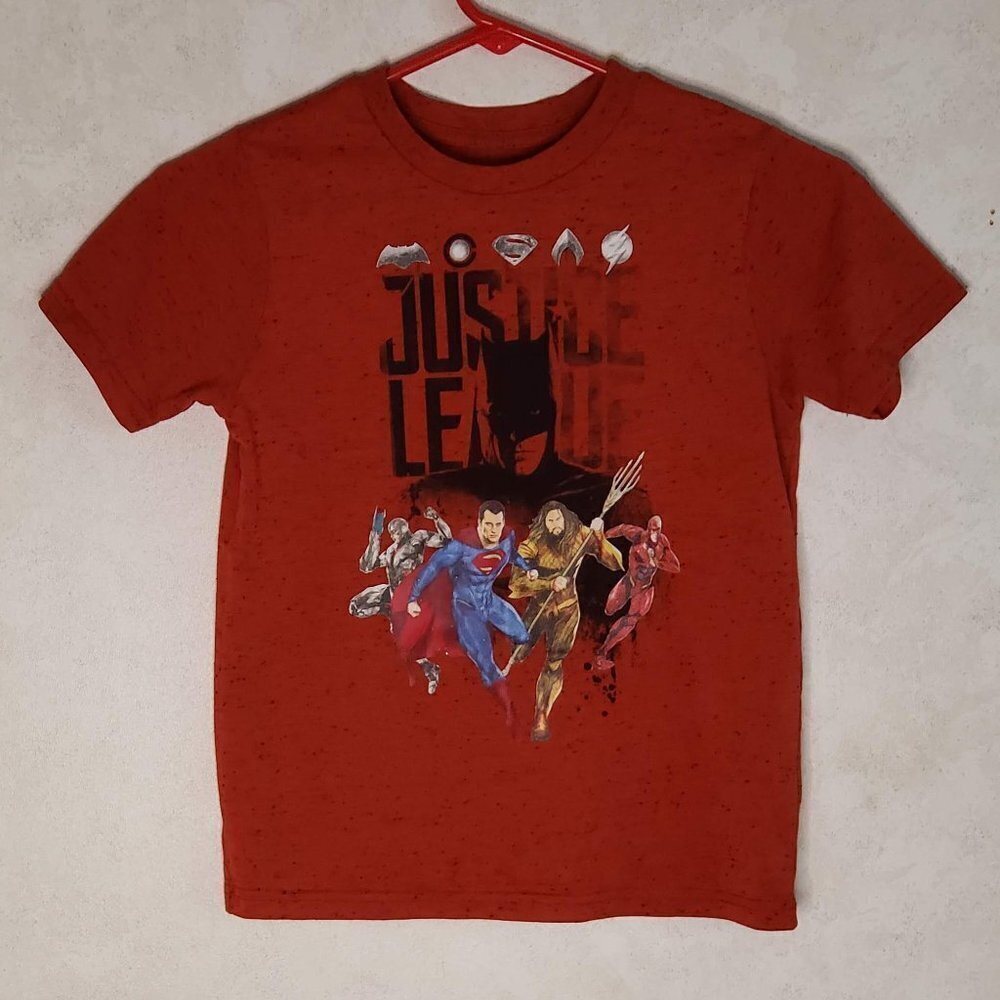 Justice League Boys Youth Small Short Sleeve Red Graphic T-Shirt
